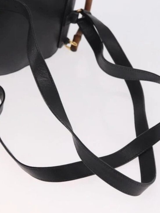 GUCCI Bamboo Backpack Leather Black Gold 003 2034 0030 Auth ka4944 main image 9